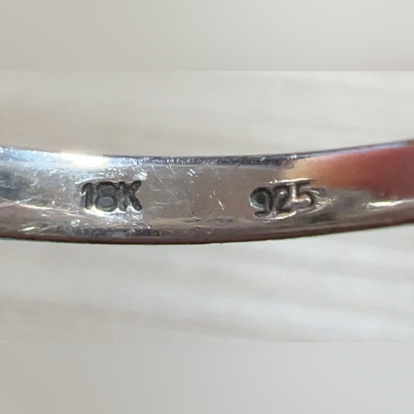 Vintage Designer Effy Sterling Silver & 18K Gold Pave Diamond Ring, Size 7 - Picture 8 of 11